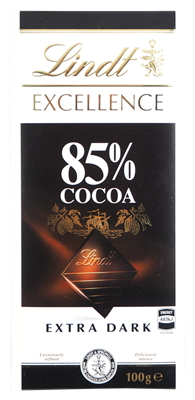 Picture of LINDT 85% COCOA EXTRA DARK CHOCOLATE 100g