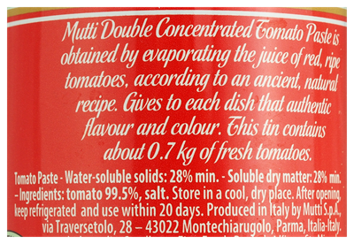 Picture of MUTTI PARMA DOUBLE CONCENTRATED TOMATO PASTE 140g